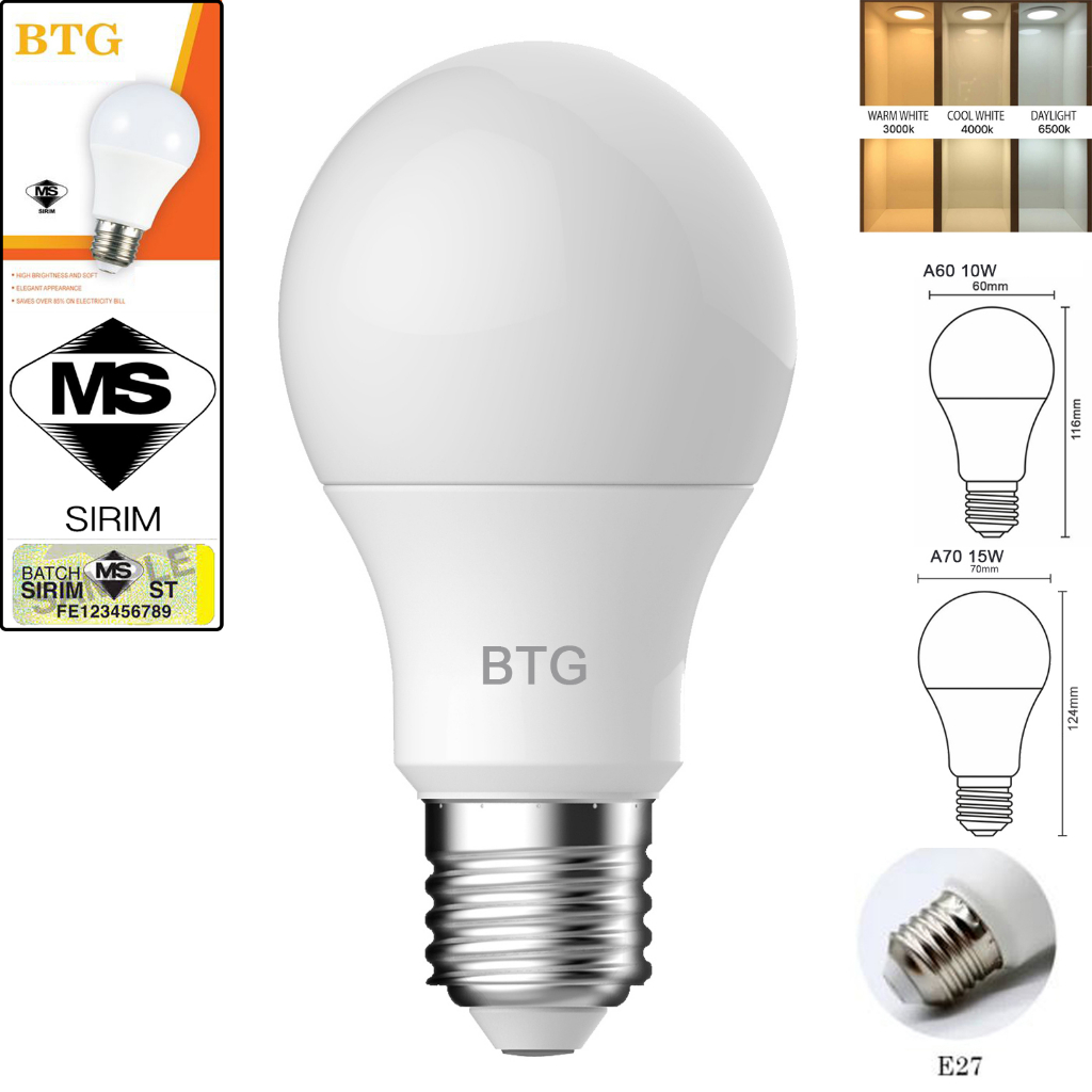 Bot Lighting Shot E27 A60 10W LED Bulb Overvoltage Protection Up to