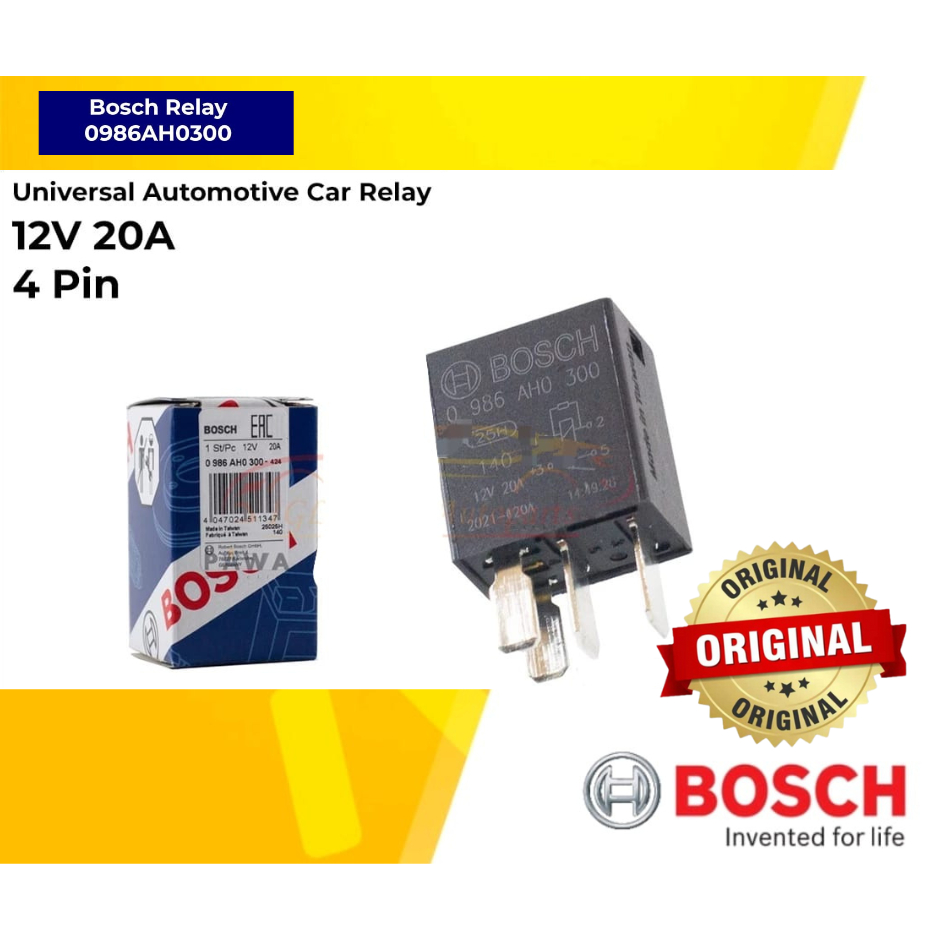 Bosch Universal Automotive Car Relay 12V 20A 4 Pin Bosch Relay