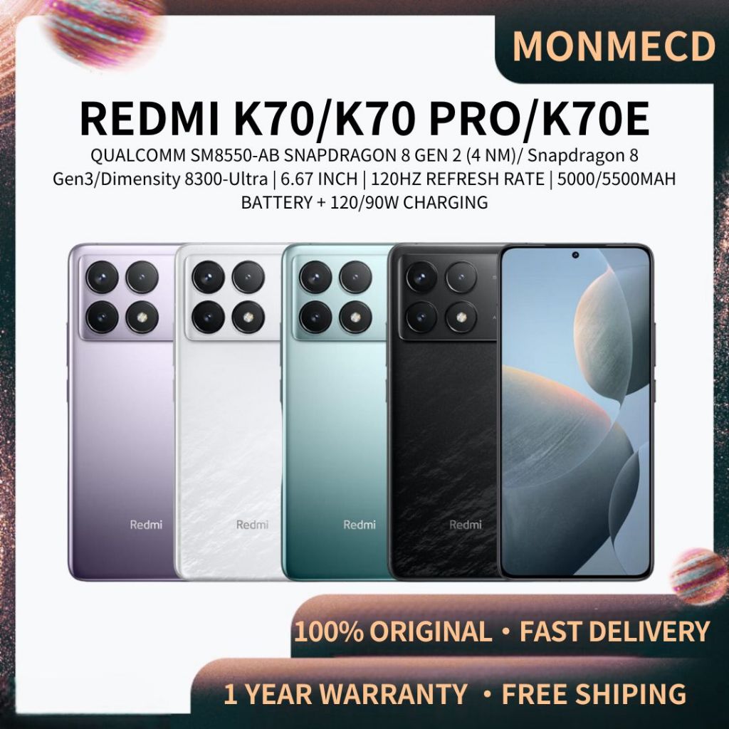 XIAOMI REDMI K70 Snapdragon 8 Gen2/Redmi K70 PRO Snapdragon 8 Gen3 /Redmi  K70E New Original Dual Sim Set Gaming Phone