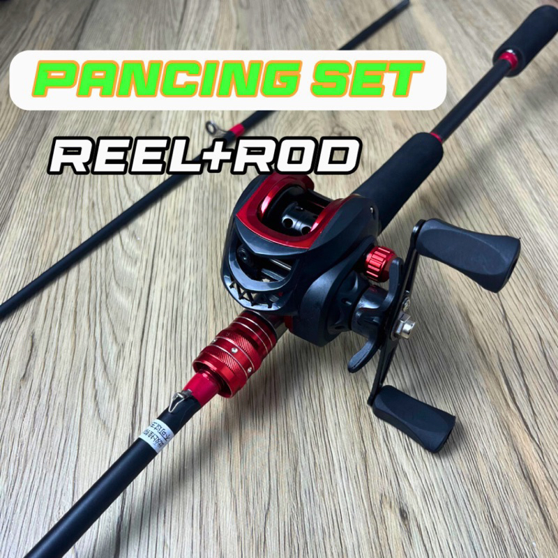 KTE】 Pancing Set Baitcasting Fishing Rod Pancing Joran 1.8m Carbon Rod With  Mesin BC Reel Ratio 7.2:1 Casting Set
