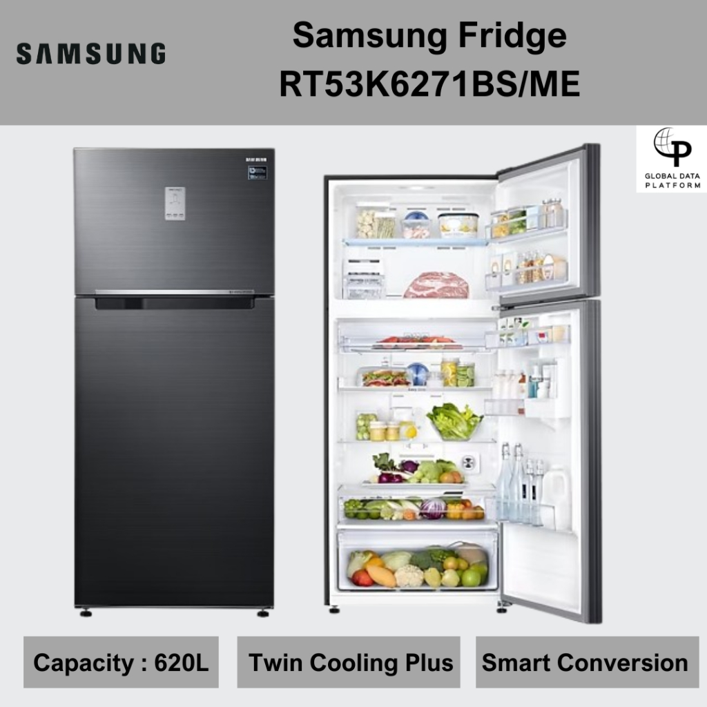 Samsung Fridge 620L RT53K6271BS ME with Twin Cooling Plus Smart