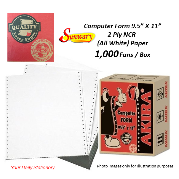 A4 9.5 x 11inch NCR Computer Paper Form Plain White Dot Matrix Printer Paper