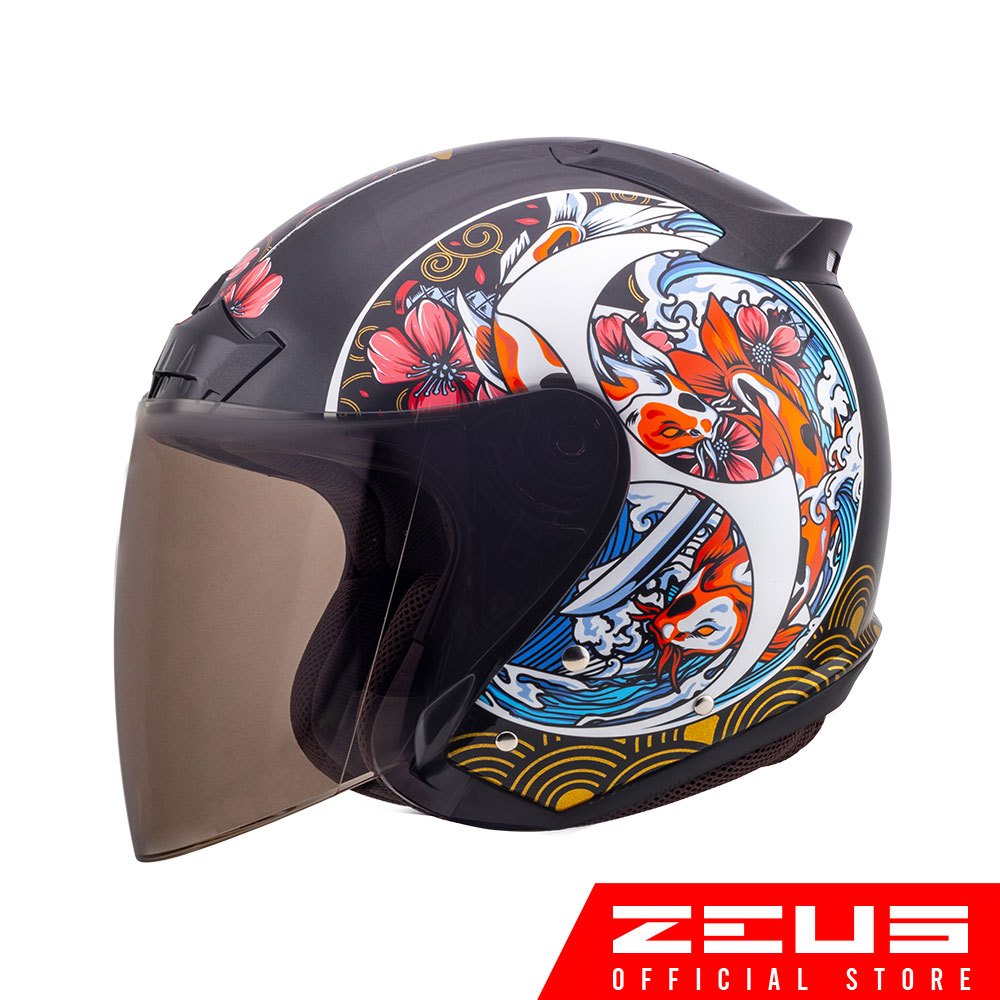 ZEUS HELMETS OPEN FACE ZS 609 KOI V2 | Shopee Malaysia