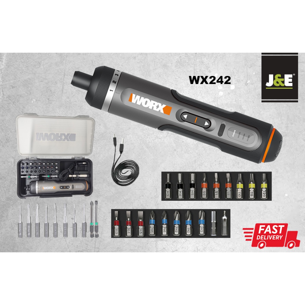 J E NEW 2022 DRILL WORX WX242 DC 4V SCREWDRIVER RECHARGEABLE HAND