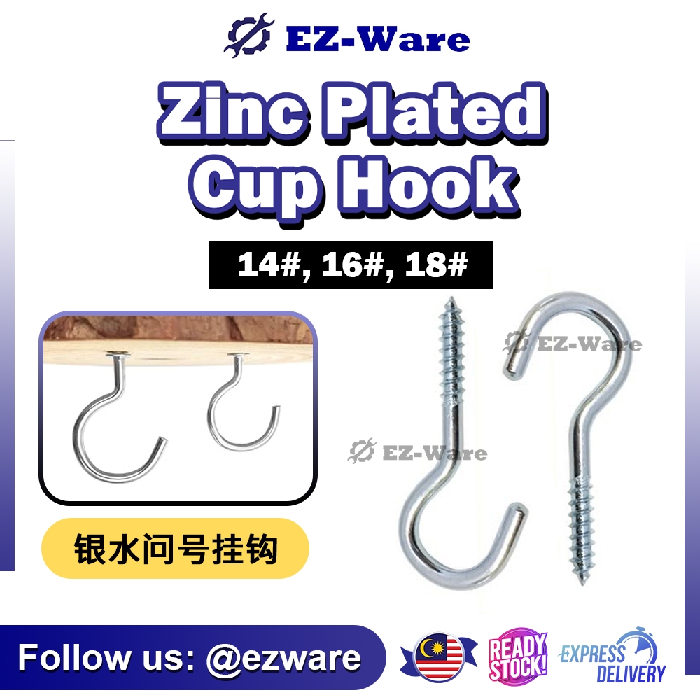 Zinc Plated Cup Hook 14# 16# 18# Nickel Plated Screw Hook