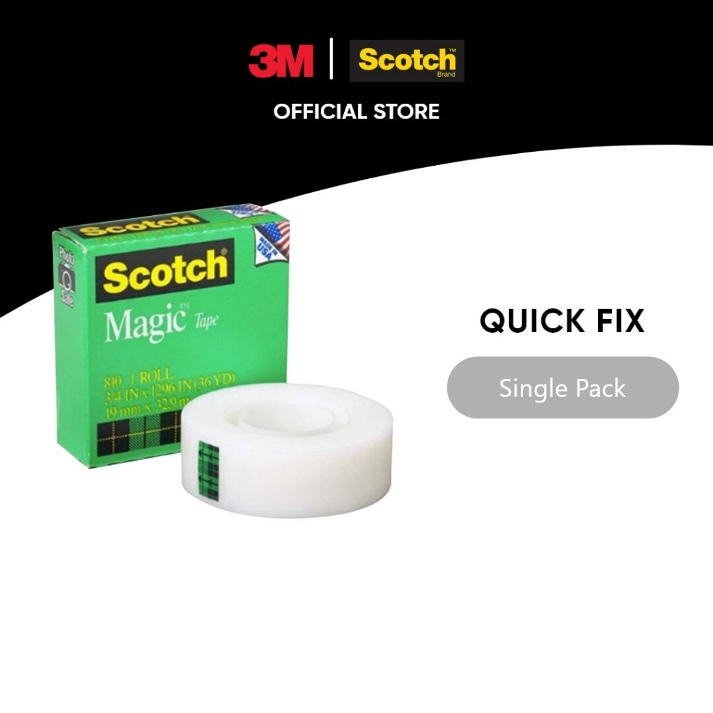 3M™ Scotch® Magic Tape, Quick Fix, 1 pc/pack, 19mm x 32.9m, For