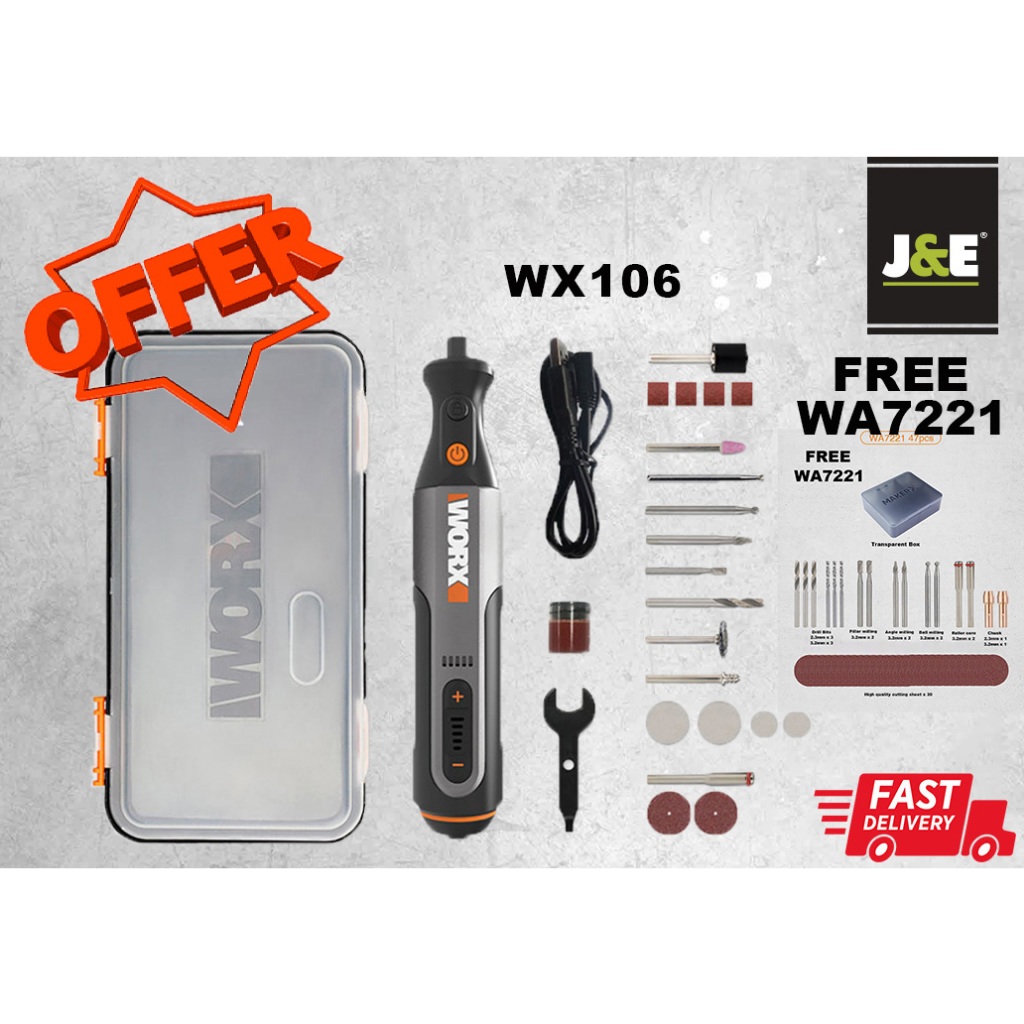 NEW J E WORX WX106 Grinding Machine USB 8V DC 64W Mini Wireless