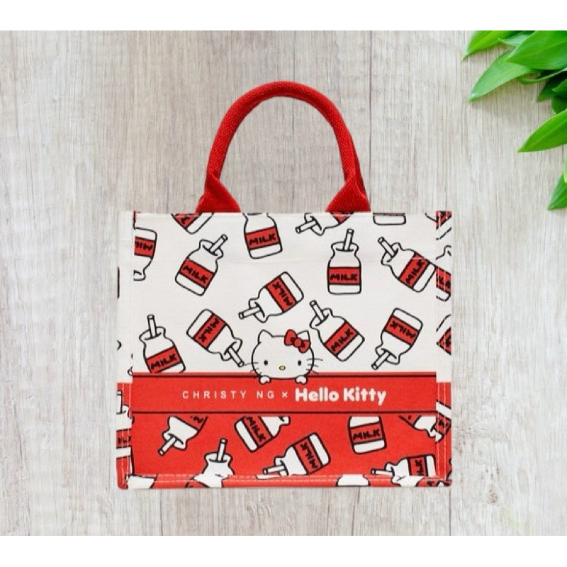 Hello Kitty Tote Bag Polyurethane Leather Shopping Bag with Zipper (Medium)