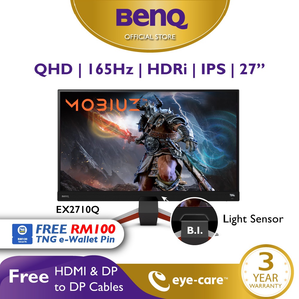 BenQ MOBIUZ EX2710Q Gaming Monitor (27/IPS/1ms 165Hz/HDMI  v2.0/QHD(2K)/HDRi/Height Adjustment)
