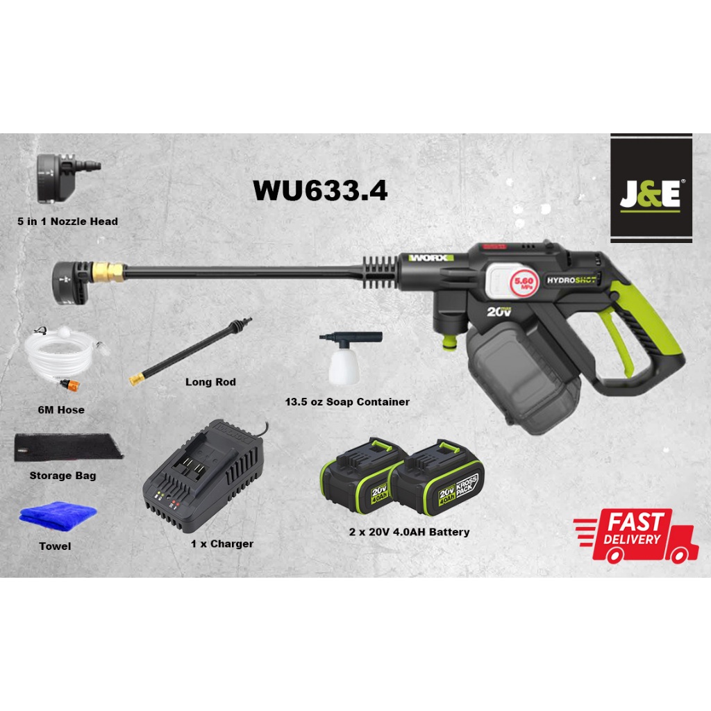 NEW MODEL WORX PROFESSIONAL WU633 20V Water Jet Cordless Brushless