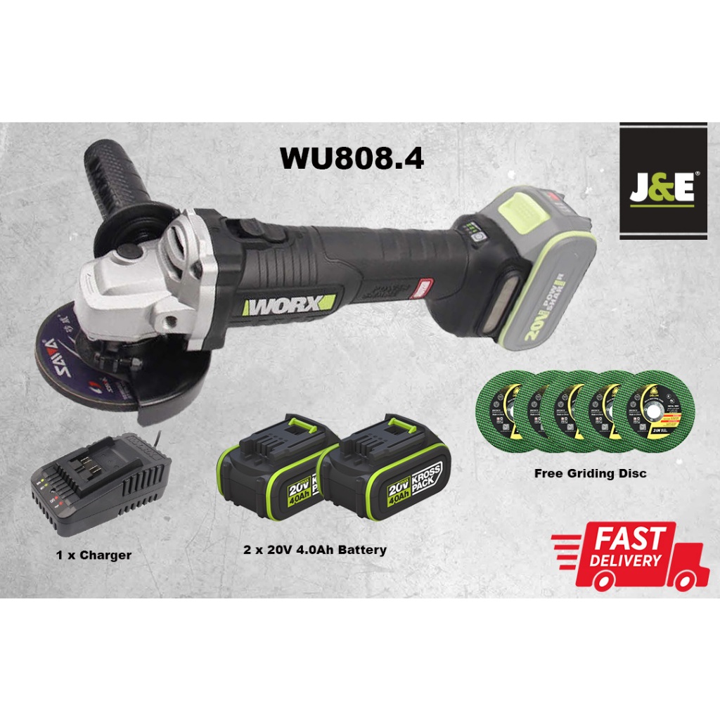 J E WORX PROFESSIONAL WU808 20V BATTERY 100MM BRUSHLESS MOTOR