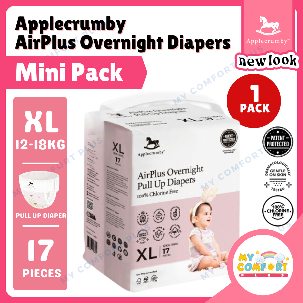 Applecrumby Chlorine-free XL Pull-up/Pants Baby Diapers (11-16 kg) 18pcs x  1 pack