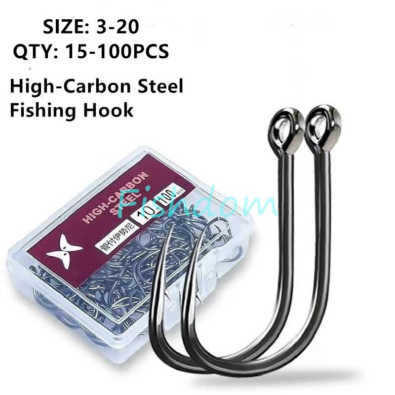 1 BOX Fishing Hook Set Strong Carbon Steel Saltwater Freshwater Sharp  Fishing Circle Jig Hooks Mata Kail Pancing