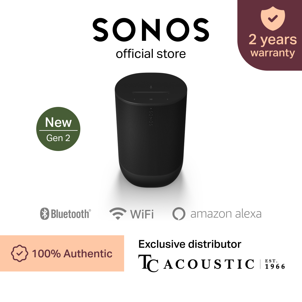 Sonos Move 2 Portable Smart Speaker with 24-Hour Battery Life, Bluetooth,  and Wi-Fi (Black) 