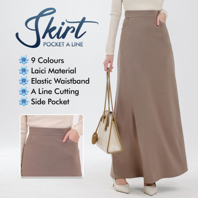 SKIRT CUTTING A IKDANIA A LINE ELASTIC WOMEN SKIRT | Shopee Malaysia