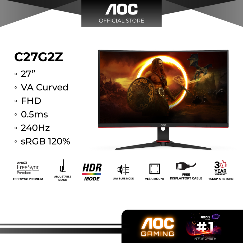 AOC C27G2Z 27 1920x1080 FHD 0.5ms 240Hz Freesync Monitor