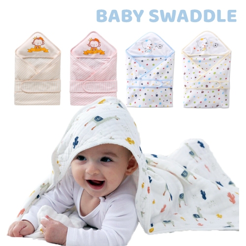 Baby Swaddle Cotton Blanket Infant Hooded Swaddling Carters Wrap 100 Cotton Kain Bedung Bayi Selimut Bayi Shopee Malaysia