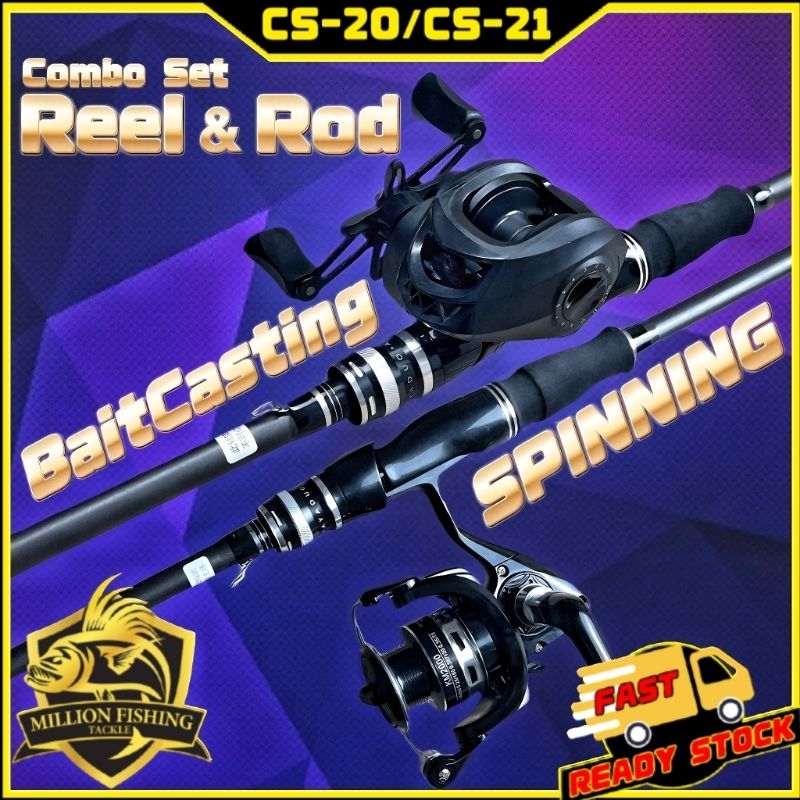 Combo Set 20/Combo Set 21】BaitCasting Reel Mesin BC with BC Fishing Rod  Joran Pancing/Spinning Reel with Spinning Rod