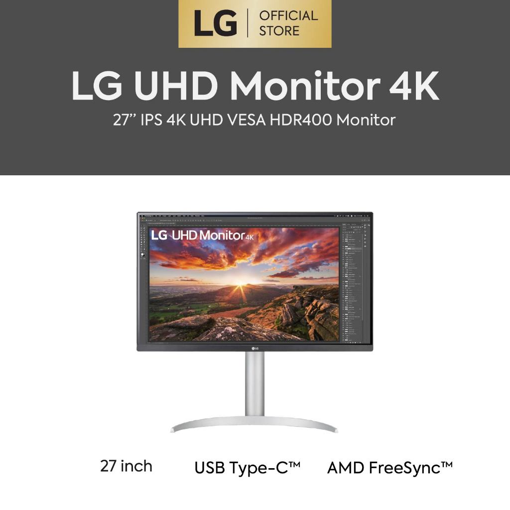 LG UltraFine 27-Inch Computer Monitor 27UP850N-W, IPS 4K with VESA  DisplayHDR400 and USB Type-C, White