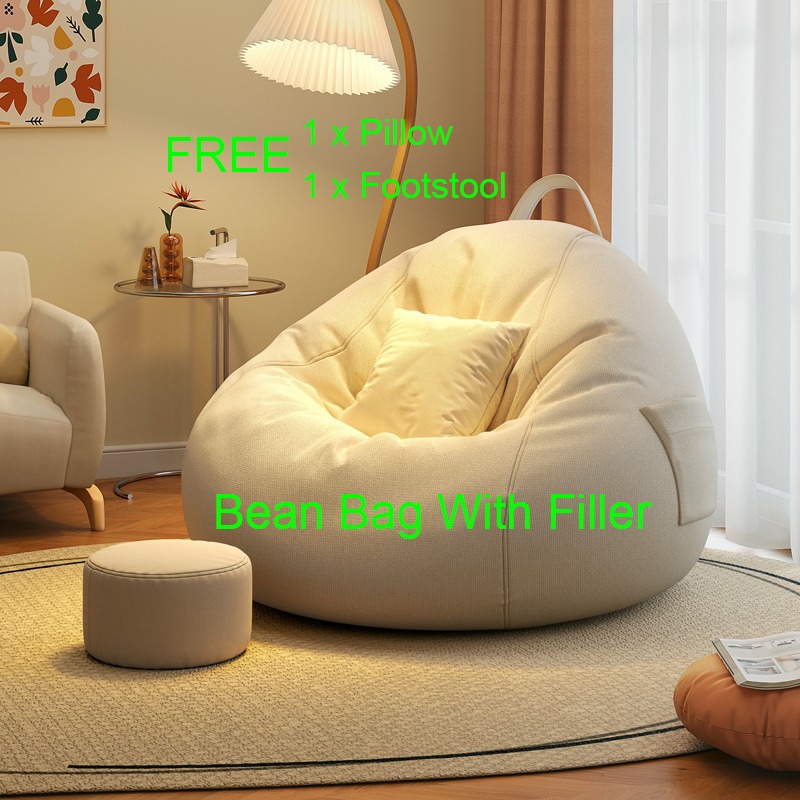 Ready Stock+2 Free Gifts】SOFA WITH FILLER Bean Bag Bean Bag Sofa