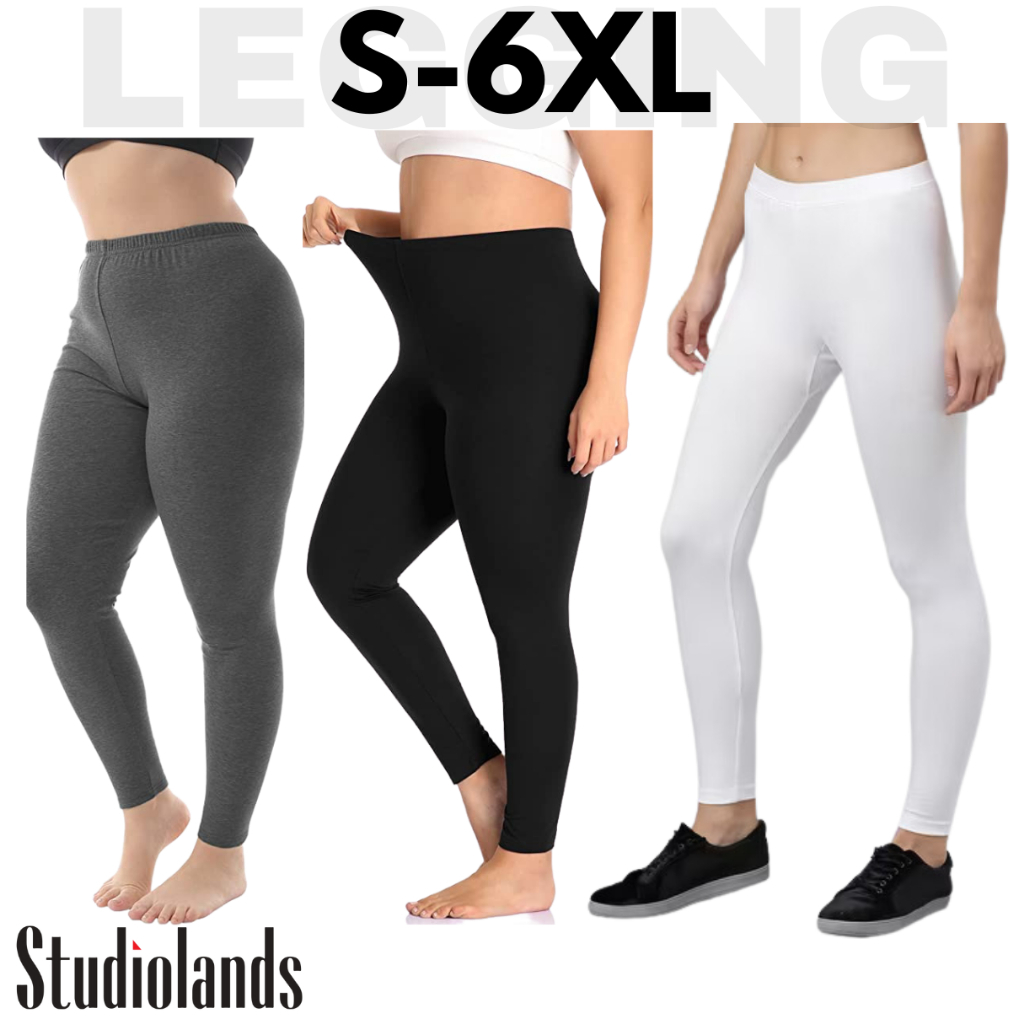 Legging Murah Size S M L XL 2XL 3XL 4XL 5XL 6XL white black navy blue gray  ready stock