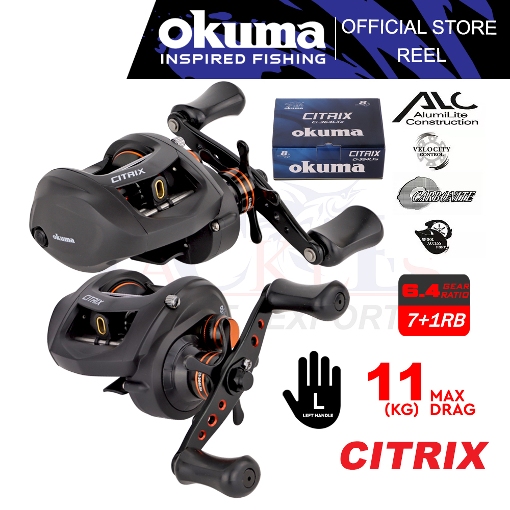 Okuma Citrix Ci 364LXa Baitcasting Fishing Reel (11kg Max Drag) 7+1BB Low  Profile BC Left Handle