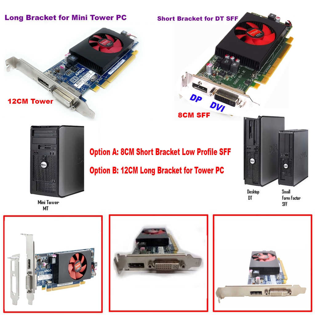 Original Dell AMD Radeon R5 240 1GB DDR3 64bit DVI DisplayPort DP