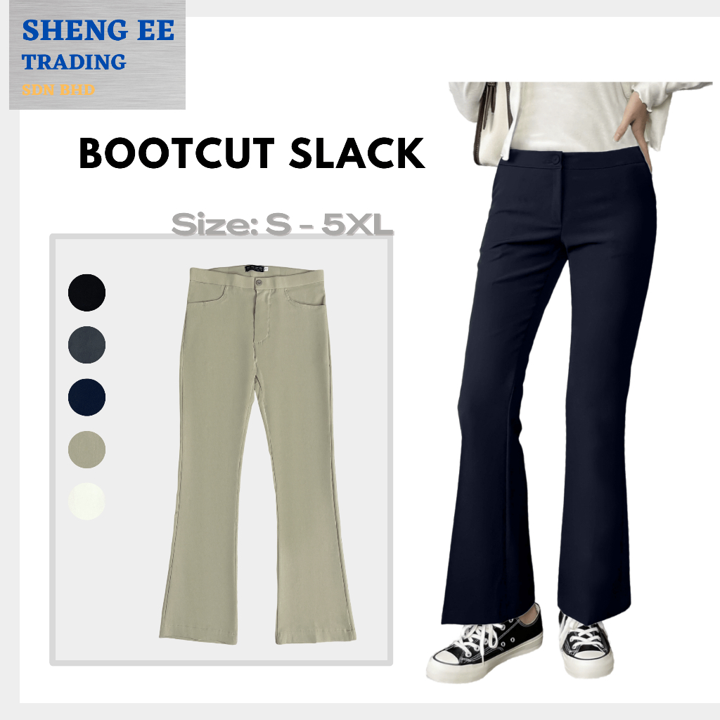 SE] [Ladies Wear] Seluar Office Slack Bootcut Perempuan / Office Slack  Elastic Bootcut Plain Long Pants