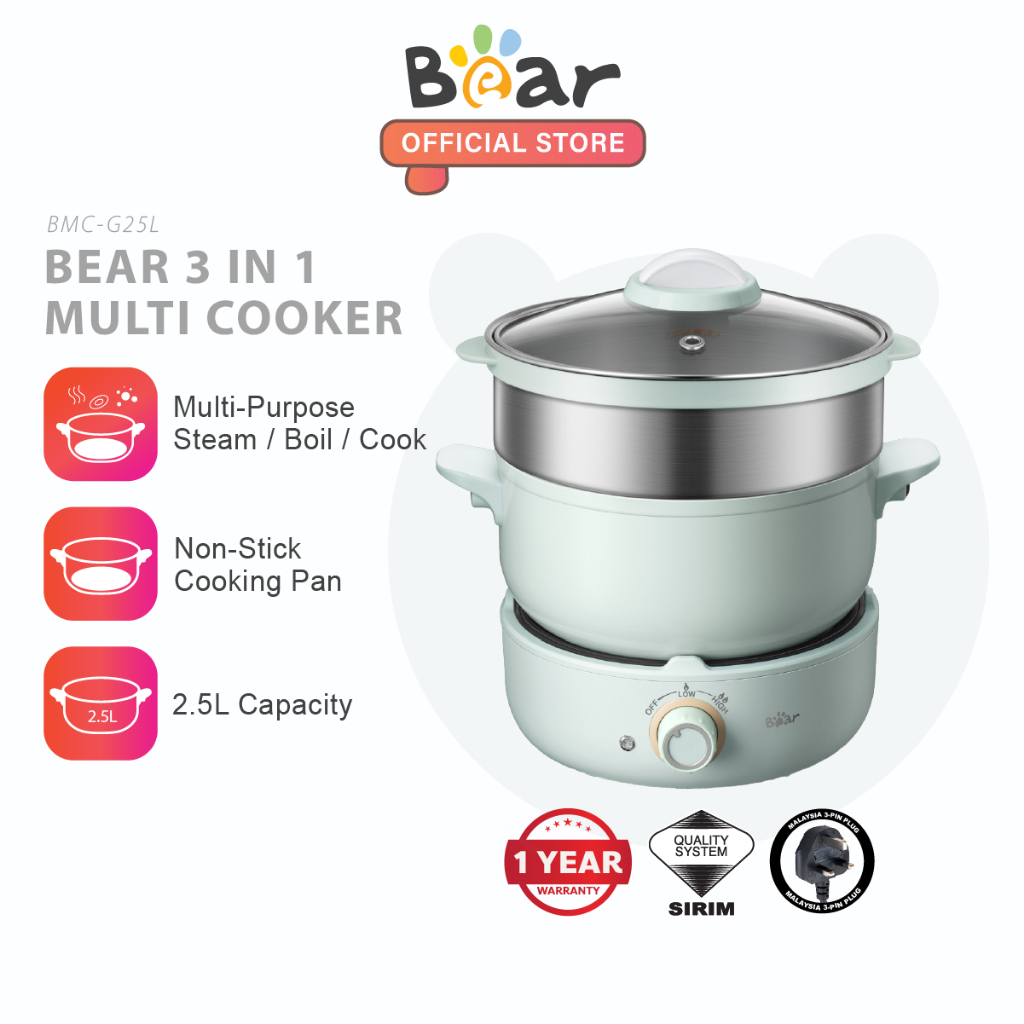 Multi-Purpose 3 in 1 Multi Cooker 2.5L - Bear Malaysia