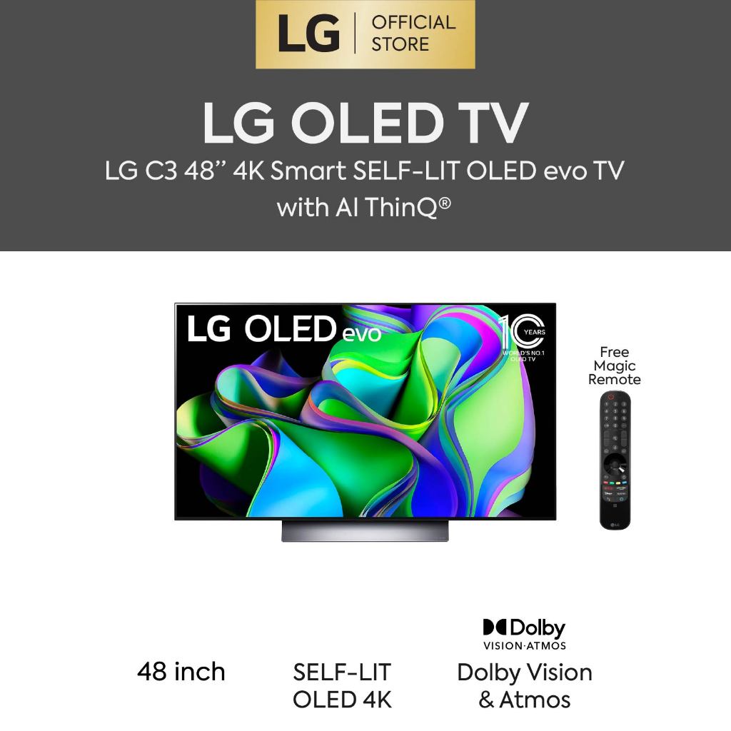 LG OLED evo C3 48 inch 4K Smart TV 2023 w/ Remote