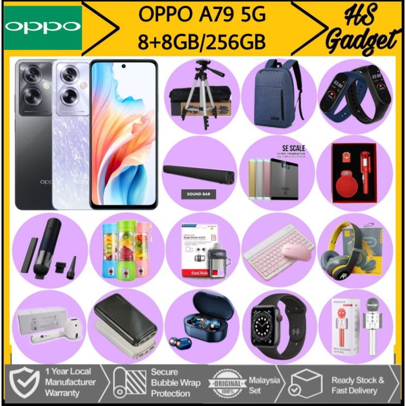 OPPO A79 5G 16GB*(8+8GB Extended RAM) + 256GB ROM , 33W SuperVOOC 🎁OPPO  Malaysia Warranty