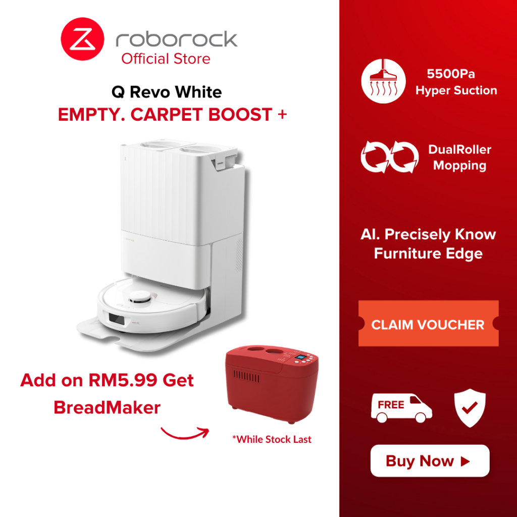 Buy the Roborock Q Revo White Vacuum Cleaner with Multifunction Dock 2 in  1 ( Q Revo White ) online 