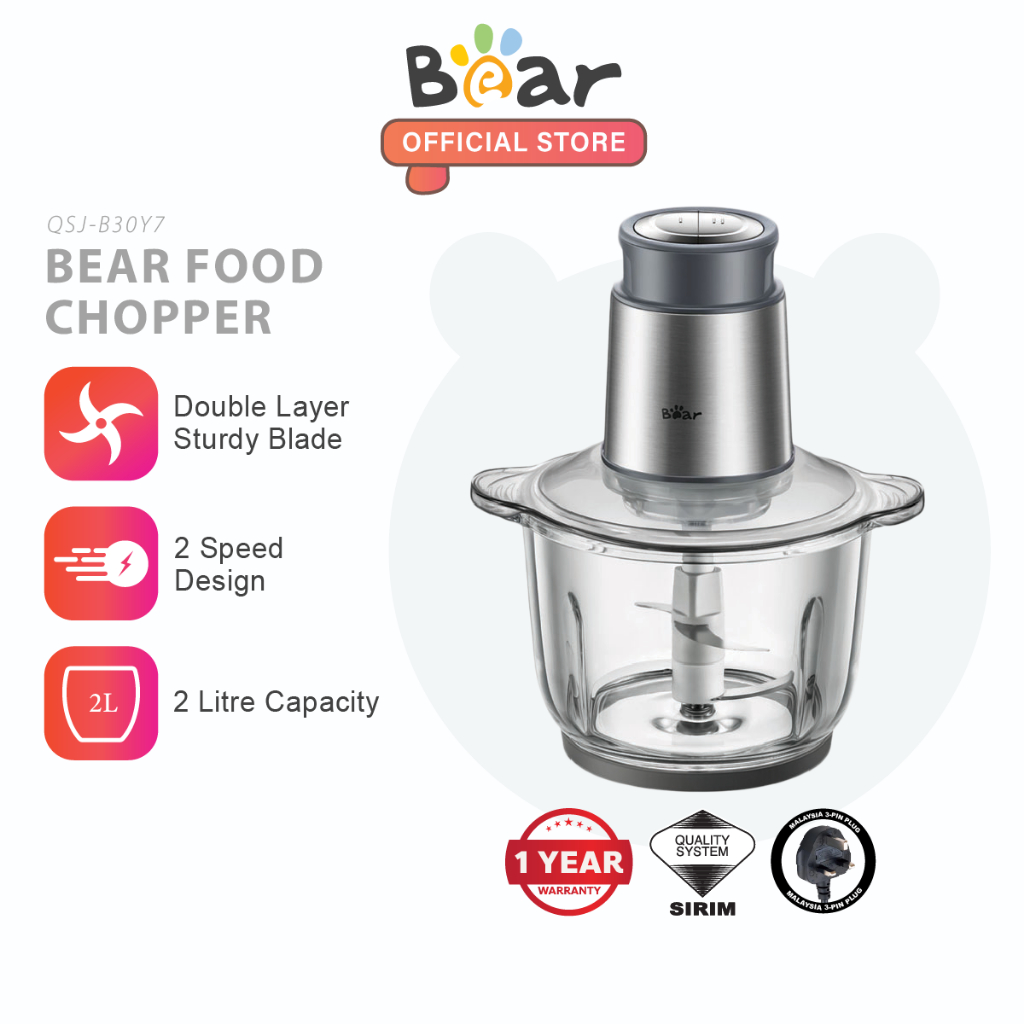 Bear Food Chopper, 2-Speed Control, Double Layer Blade