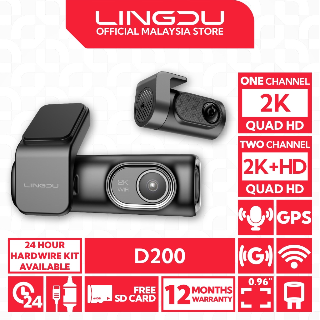Buy Wholesale China Lingdu D200 2k Dual Dash Cam Wifi Gps Smart Voice  Control 0.96 Screen 24 Hours Parking Monitor & Dash Cam Wifi Gps at USD 39