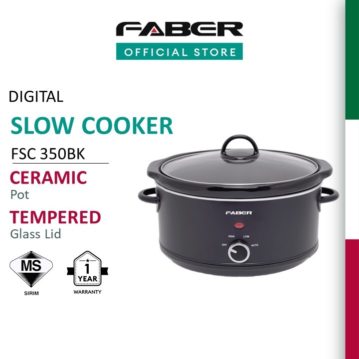 3.5L 200W Black Ceramic Digital Slow Cooker Multicooker FSC 350BK - Faber