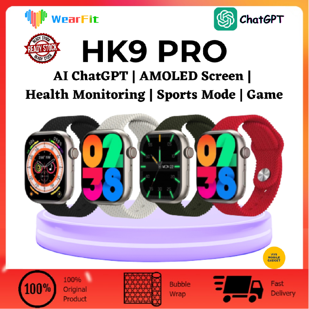 HK9 PRO Smart Watch AMOLED Screen AI ChatGPT NFC Multifunctional Women Men  Sport Watch Android IOS Wearfit Pro | Shopee Malaysia