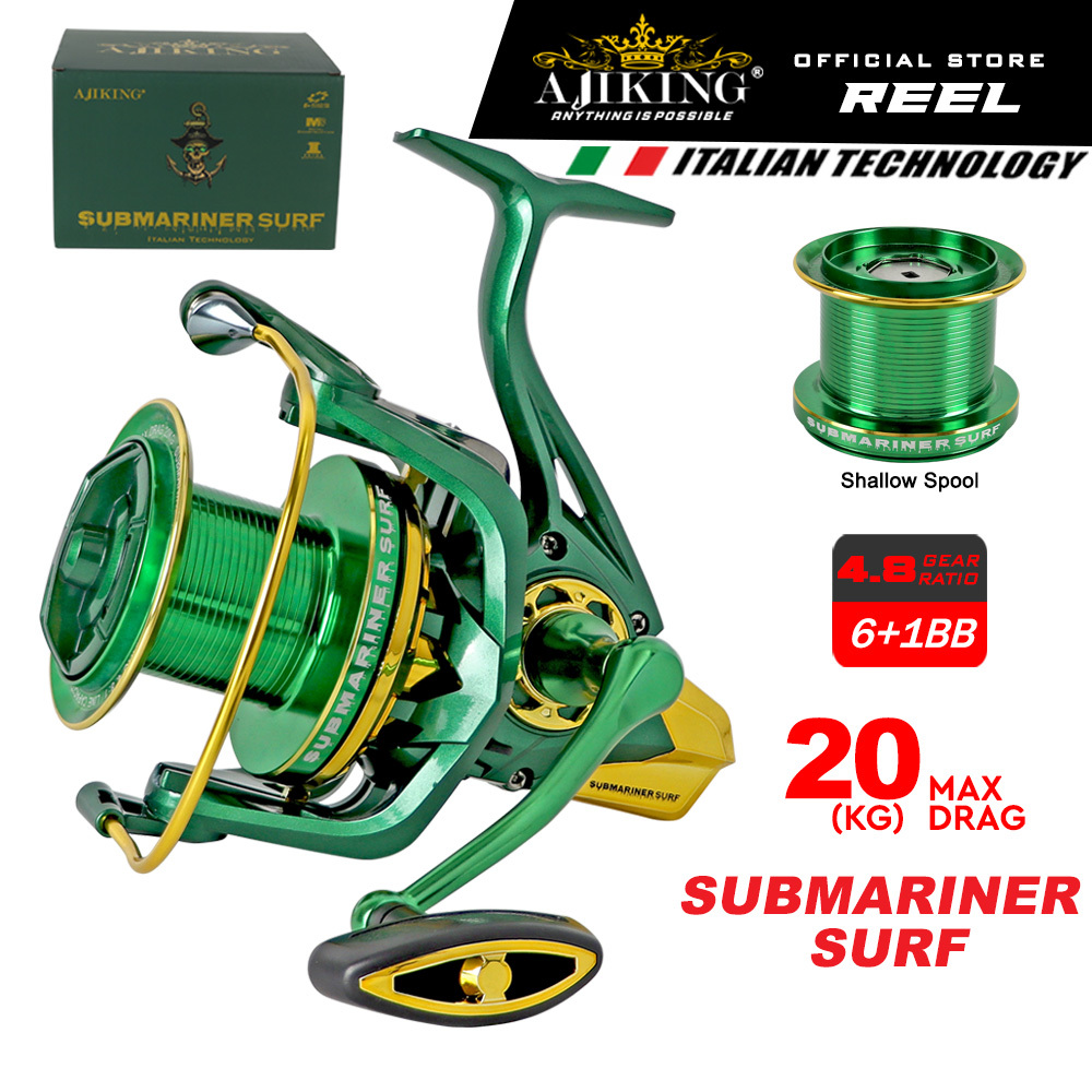 Submariner Surf Spinning Fishing Reel Max Drag 20kg With Spare Spool  Saltwater Shallow and Deep Spool