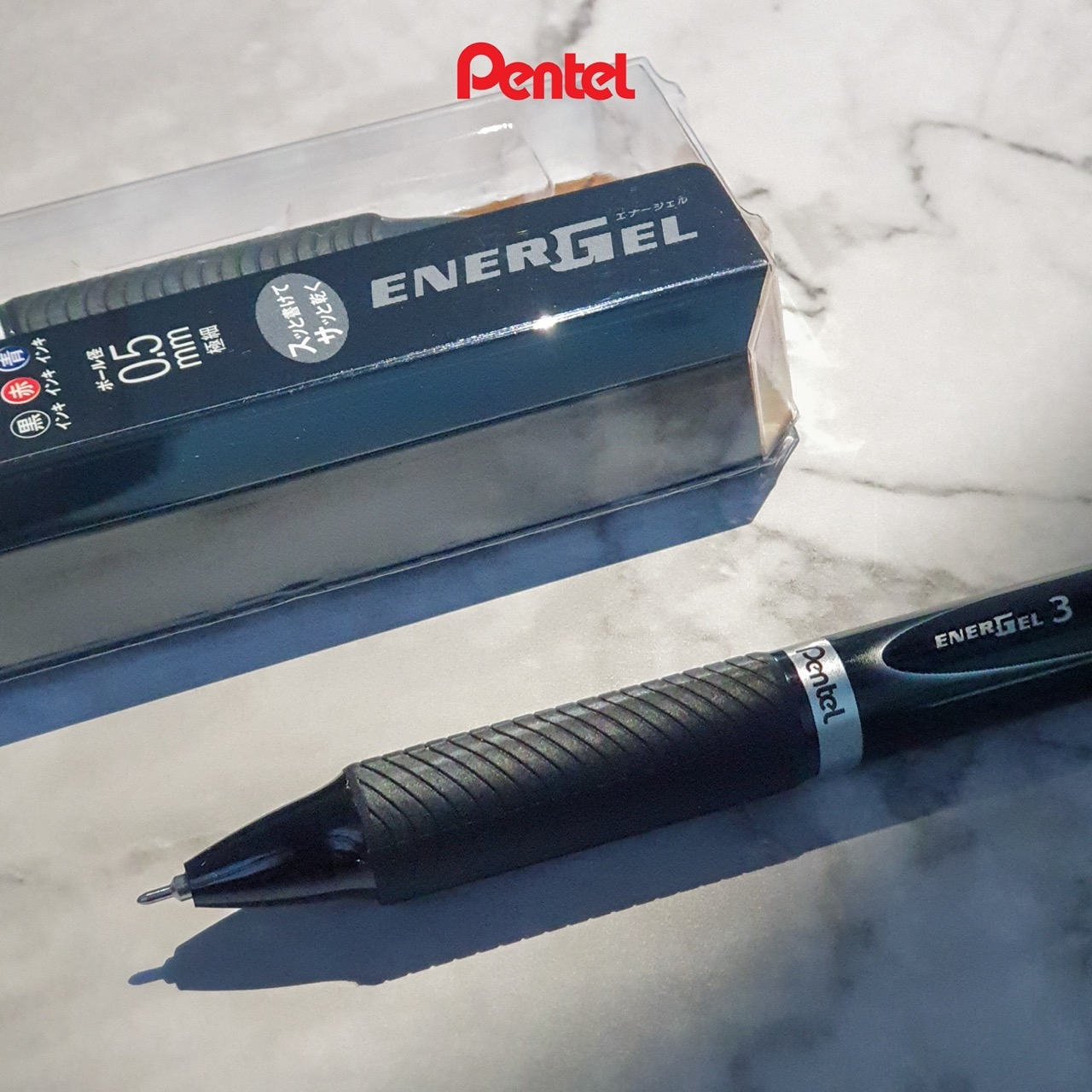 Pentel EnerGel Deluxe RTX Liquid Gel Ink Pen Set Kit, Pack of 3 with 4 Refills (Navy Blue - 0.7mm)