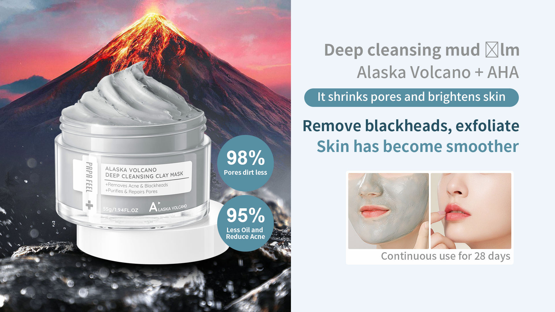 PAPA FEEL ALASKA VOLCANO DEEP CLEANSING CLAY MASK