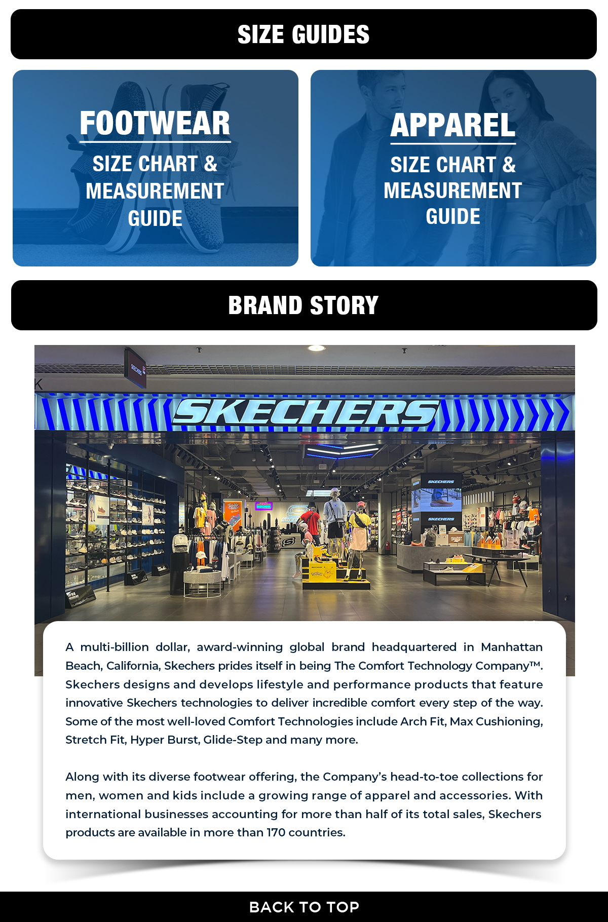 Skechers best sale size chart