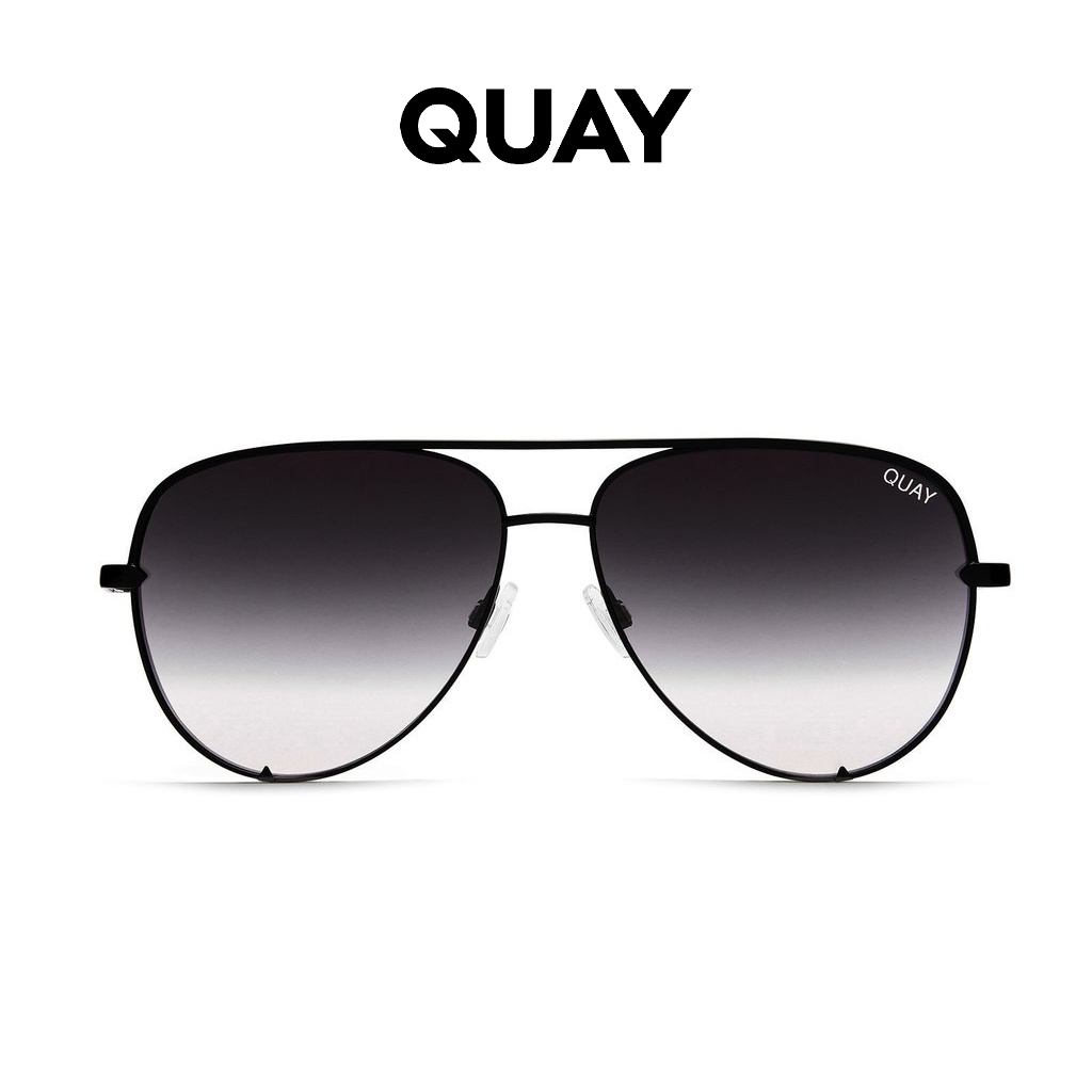 Quay High Key Aviator Sunglasses (Black/Smoke Lens)