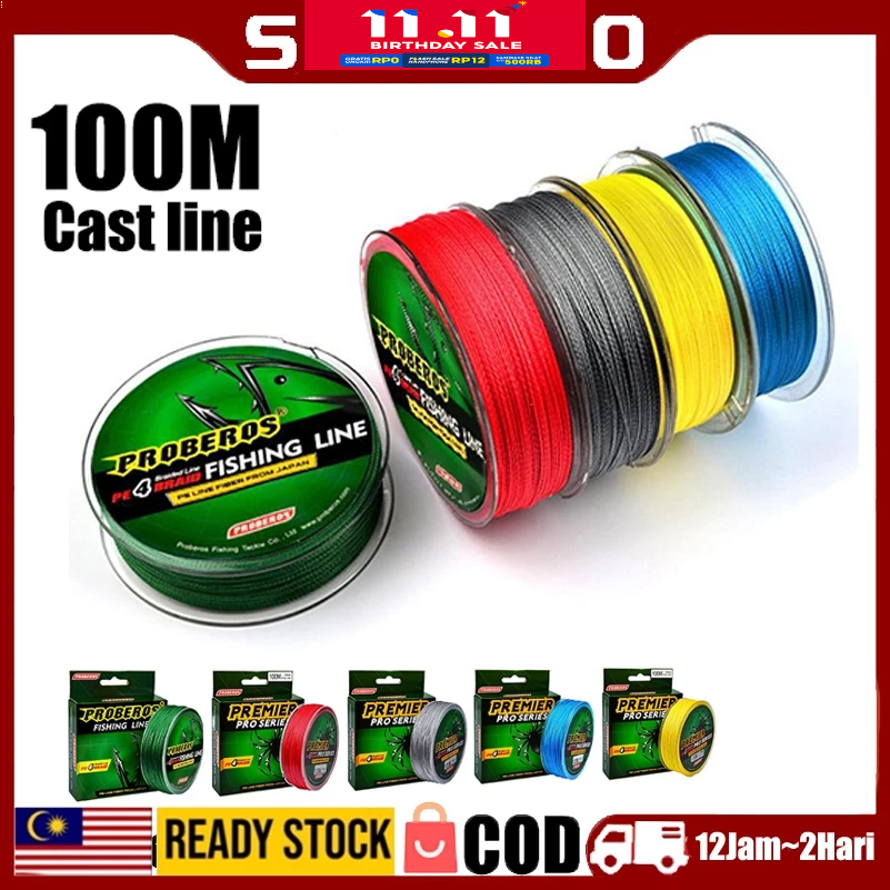 Proberos Braided Fishing Line 100m x4 Stand Pe Lines 6lb to 50lb