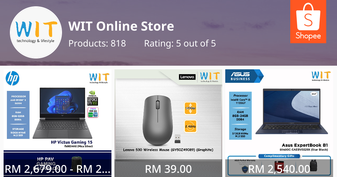 WIT Online Store, Online Shop Shopee Malaysia
