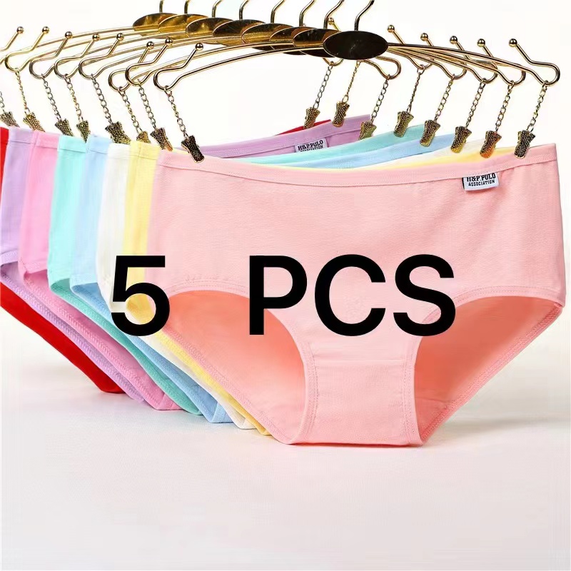 5Pcs Women's Cotton Panties Female Cotton Briefs Women's Candy