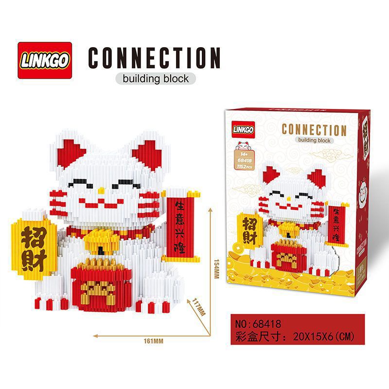 DIY Fortune Cat Lucky Cat Building Blocks Nano block Cartoon