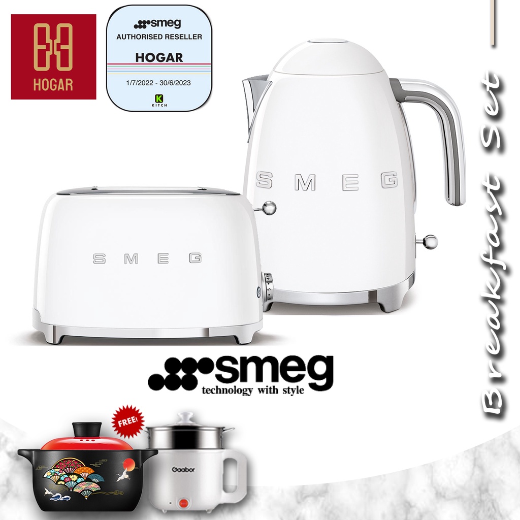 Smeg White Kettle and 2 Slice Toaster Pack KLF03WHAUTSF01WHAU