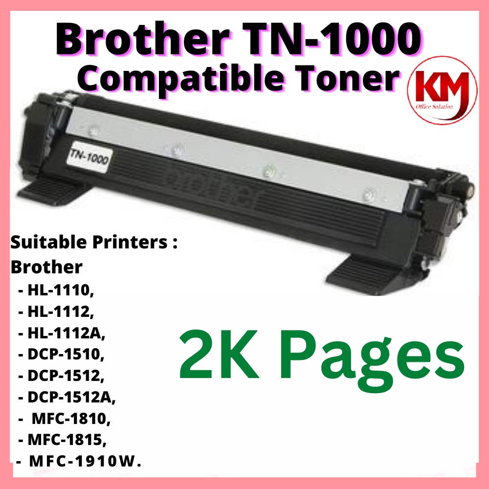 Compatible Toner TN1000 / TN-1000 For Brother HL-1110 DCP-1510 MFC-1810 MFC-1815  HL-1210W DCP-1610W MFC-1910W Printer