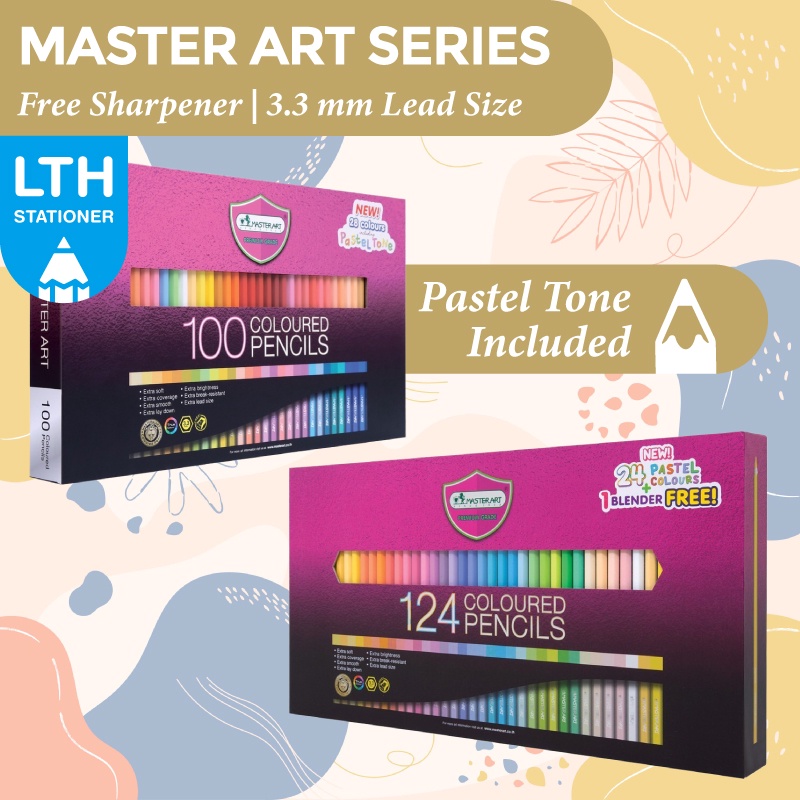 Box Set Masterart 124 Coloured Pencils Colors Coloring Drawing Art