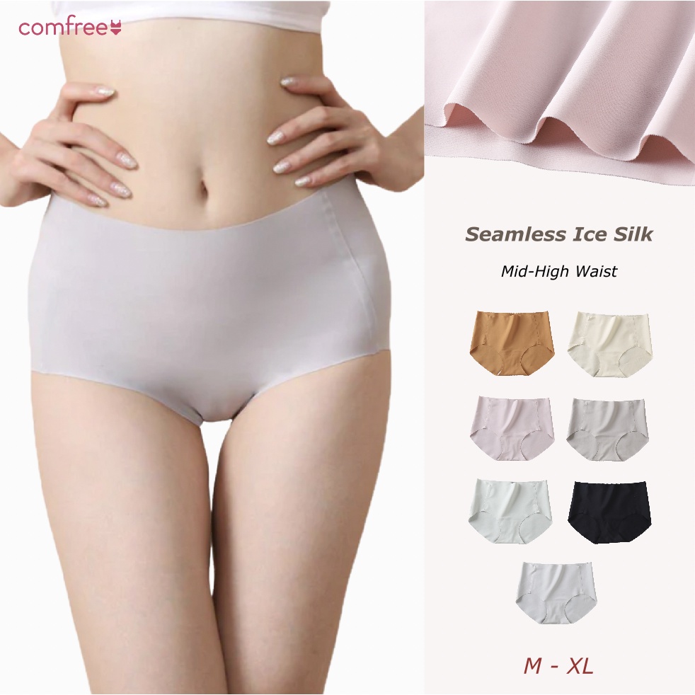 Ice Silk Seamless Thongs High Waist Abdominal Women's Underwear
