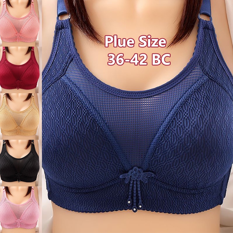 Women Bra Push Up Full Cup Wireless Plus Size 36-42 BC Underwear